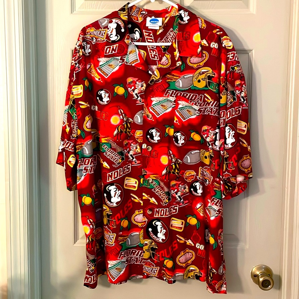 Men’s Florida Seminoles football theme button up short sleeve shirt size XL